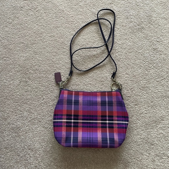 Coach Crossbody Bag in Purple and Pink Plaid - Picture 2 of 9